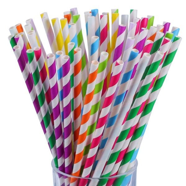 200 Pack Multi-Color Biodegradable Paper Straws - 图片 2